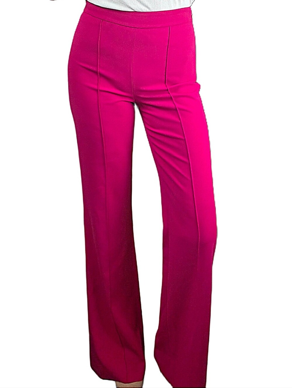 NWT. ALICE & OLIVIA Dylan High Rise Pant In Raspberry - Picture 3 of 12